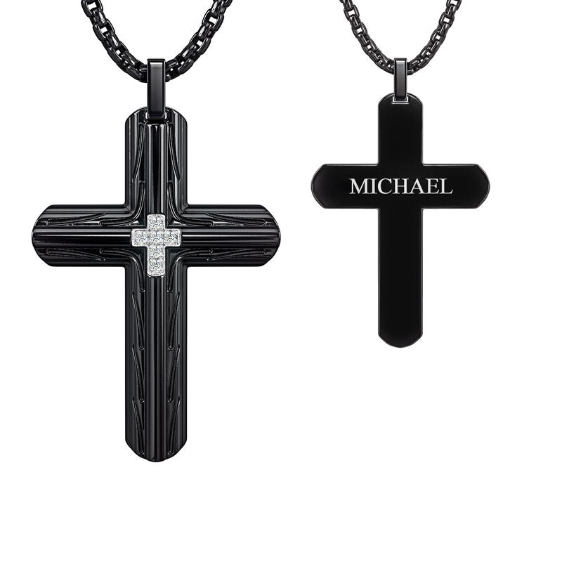 Pingente de cruz de diamante Black Ice