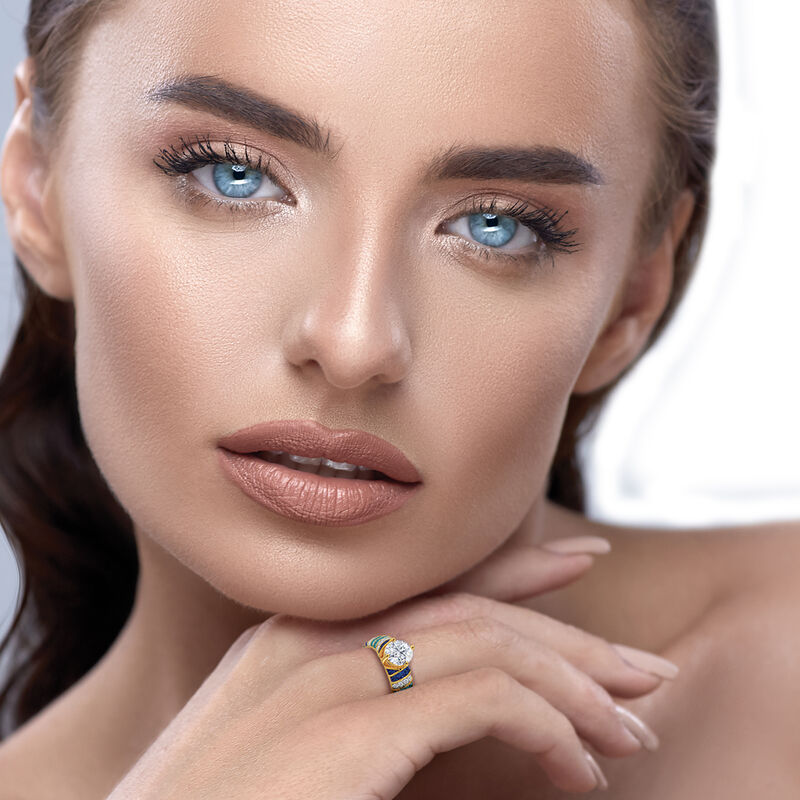 Anel redemoinho personalizado Blue Wave