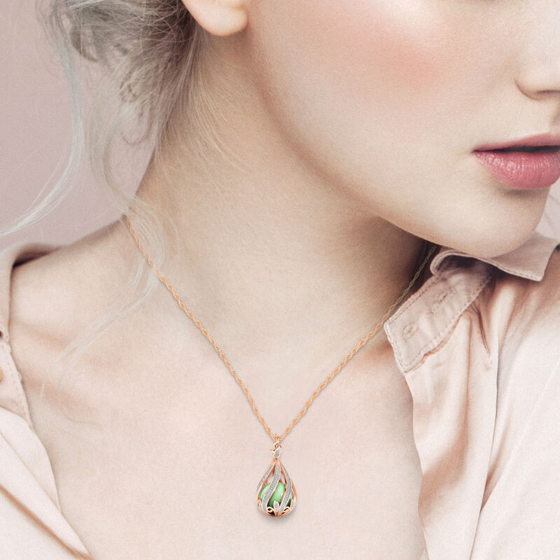 Colar de cobre com diamantes e jade