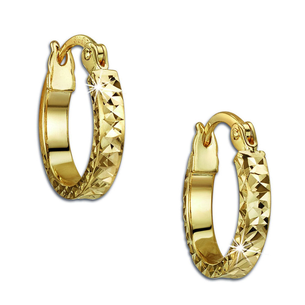 Argolas Huggie em ouro de 9 quilates com corte de diamante