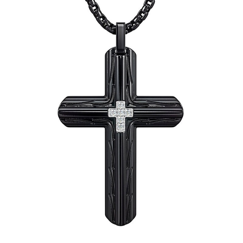 Pingente de cruz de diamante Black Ice