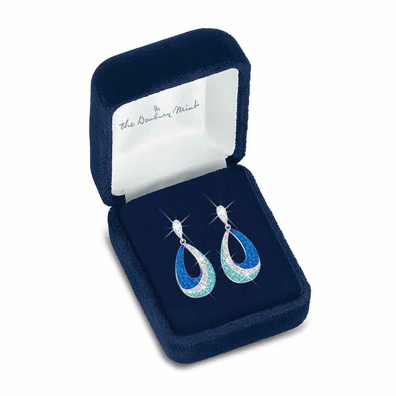 Brincos de cristal Blue Wave