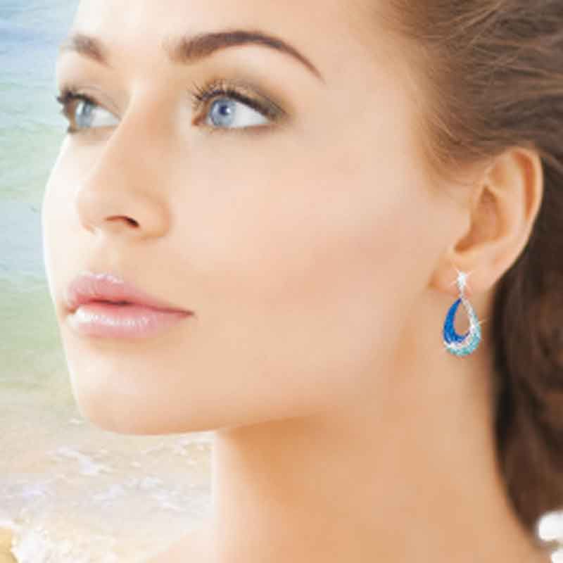 Brincos de cristal Blue Wave