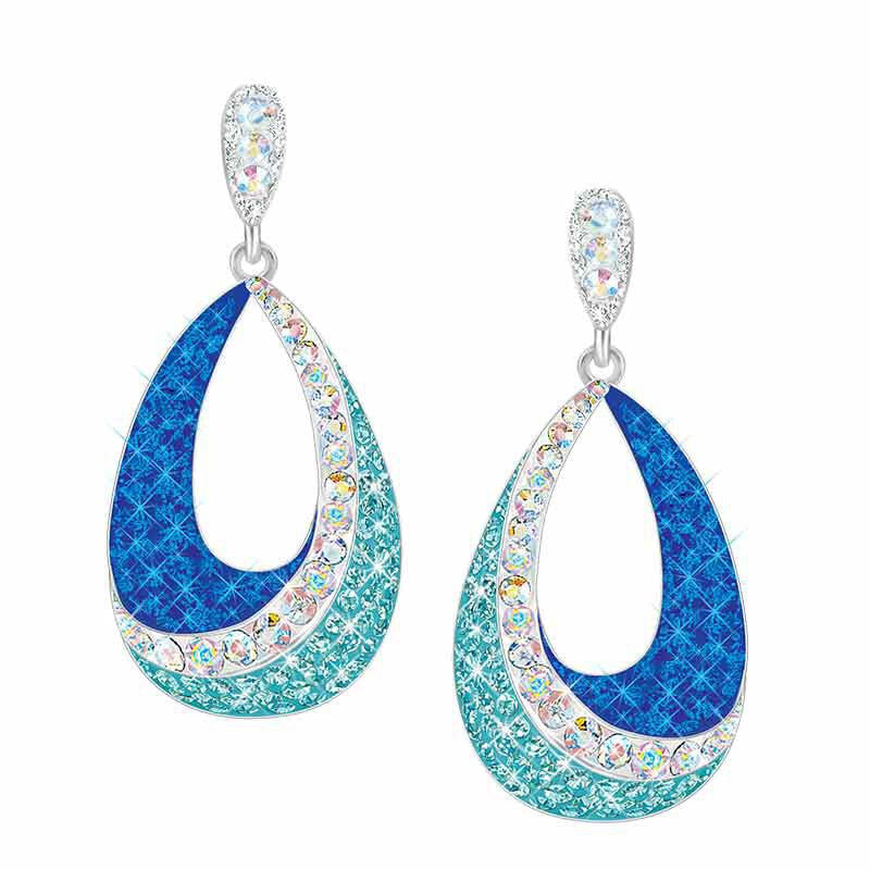 Brincos de cristal Blue Wave