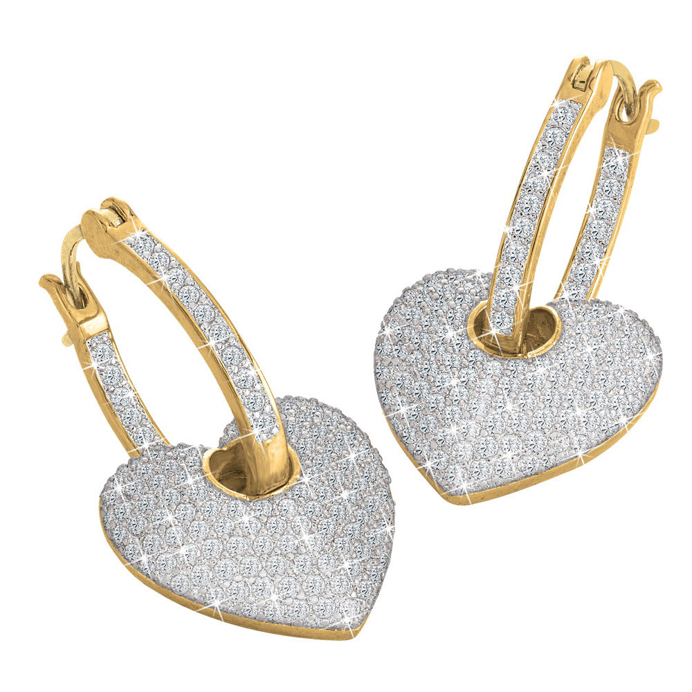 Brincos de argola de dentro para fora Sparkling Hearts