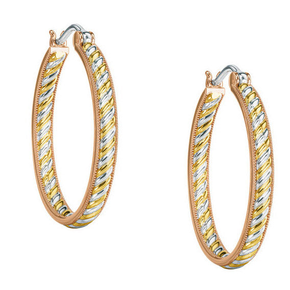 Brincos de argola de cobre Trinity de dentro para fora