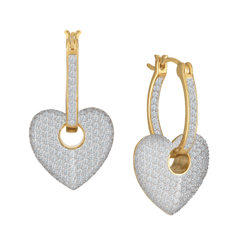 Brincos de argola de dentro para fora Sparkling Hearts
